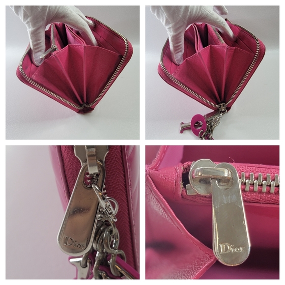 CHRISTIAN DIOR Cannage Patent Leather Zippy Long Wallet - Picture 6 of 13